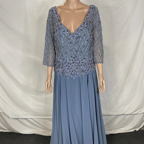 NEW MARSONI Women’s Beaded Gown Blue Size 16 - Picture 1 of 7